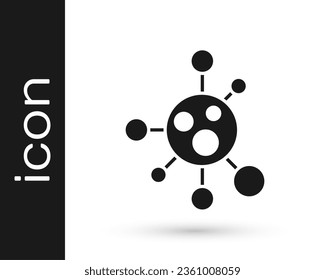 Black Molecule icon isolated on white background. Structure of molecules in chemistry, science teachers innovative educational poster.  Vector