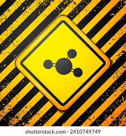 Black Molecule icon isolated on yellow background. Structure of molecules in chemistry, science teachers innovative educational poster. Warning sign. Vector