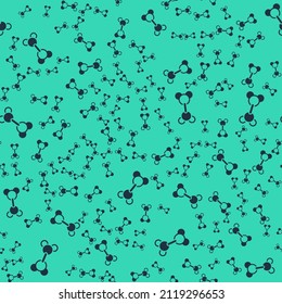 Icono de la molécula negra aislado con un patrón sin fisuras sobre fondo verde. Estructura de moléculas en la química, profesores de ciencias afiche educativo innovador.  Vector