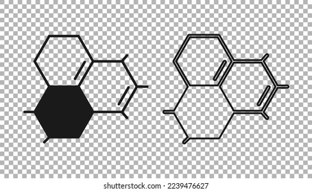 Black Molecule oil icon isolated on transparent background. Structure of molecules in chemistry.  Vector