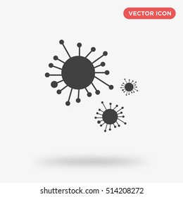 Black molecule vector icon on white background with long shadow