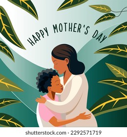 black mom hugging her son Mother's Day card