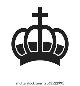 Black monarch crown icon  isolated on white background