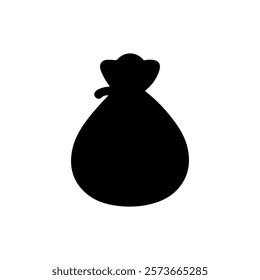 Black Money bag silhouette vector illustration on white background.
