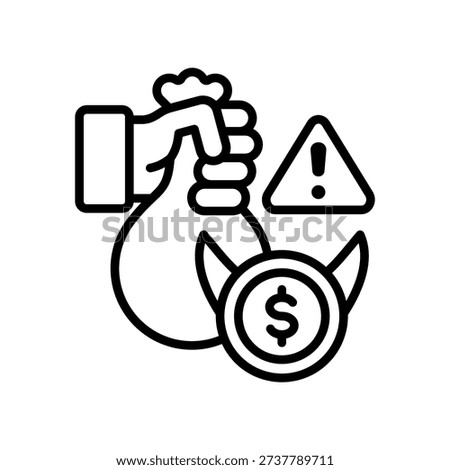 Black Money Icon Line Vector Illustration