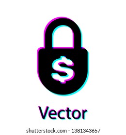 Black Money lock icon isolated on white background. Padlock and dollar symbol. Finance, security, safety, protection, privacy concept. Vector Illustration