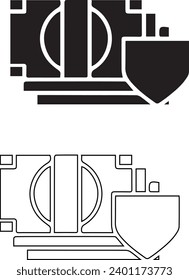 Black Money with shield icon. nsurance concept. Security, safety, protection, protect concept.
