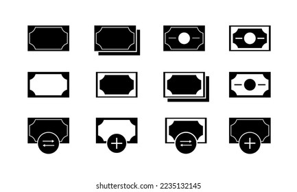 black money vector. paper money icon, money icon and economy icon. black style - stock vector.	
