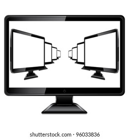 Black monitor with monitors inside a white screen