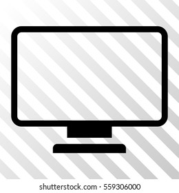 Black Monitor toolbar icon. Vector pictograph style is a flat symbol on diagonal hatch transparent background.