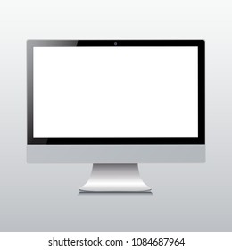 Black monitor with white screen - stock vector