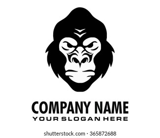 black monkey gorilla ape chimpanzee primate face character cartoon image logo