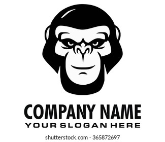 black monkey gorilla ape chimpanzee primate face character cartoon image logo
