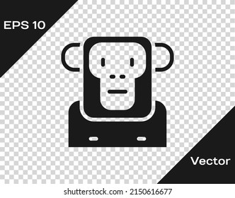 Black Monkey icon isolated on transparent background. Vector