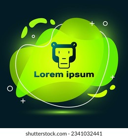 Black Monkey icon isolated on black background. Animal symbol. Abstract banner with liquid shapes. Vector