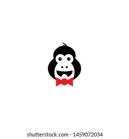 Black monkey logotype, icon, vector illustration