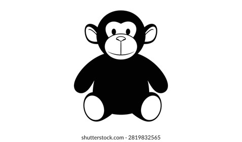 Black monkey plush toy silhouette against a white background silhouette
