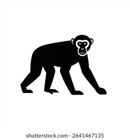 Black Monkey Silhouette Walking Icon