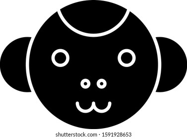 Black Monkey zodiac sign icon isolated on white background. Astrological horoscope collection.  Vector Illustration