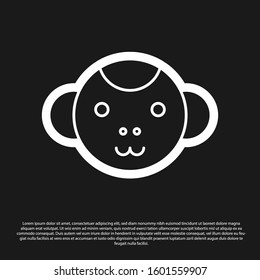 Black Monkey zodiac sign icon isolated on black background. Astrological horoscope collection.  Vector Illustration