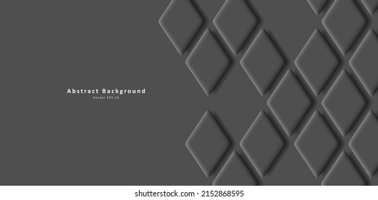 Black mono chrome background with volume rhombus. Vector illustration