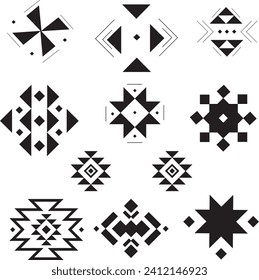 black mono color Aztec print stamp motif vector