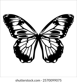 Black monochrome Butterfly Silhouette Vector illustration