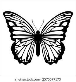 Black monochrome Butterfly Silhouette Vector illustration