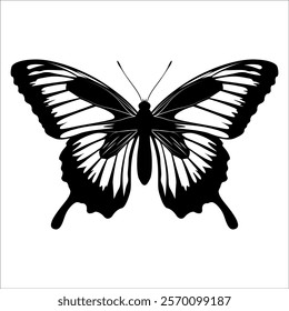 Black monochrome Butterfly Silhouette Vector illustration