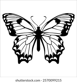 Black monochrome Butterfly Silhouette Vector illustration