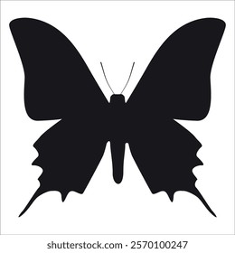 Black monochrome Butterfly Silhouette Vector illustration