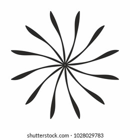 black monochrome flower blossom design. circle shape vector sign, icon. wallpaper graphic element. for web and print