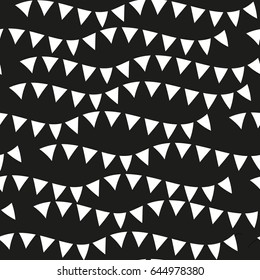 Black monochrome seamless pattern. Geometric repeating texture, endless background. Vector illustration