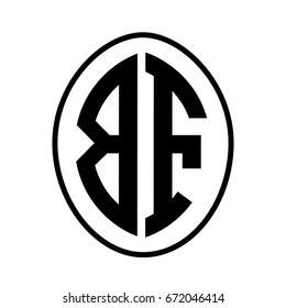 Black monogram curved oval shape initial letter bf logo vector