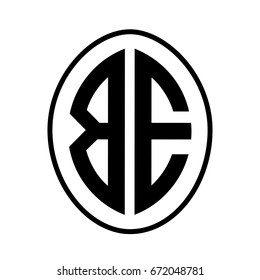 Black monogram curved oval shape initial letter be logo vector