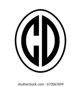 Black monogram curved oval shape initial letter cd logo vector