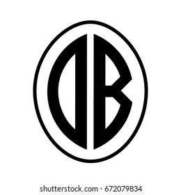 Black monogram curved oval shape initial letter db logo vector