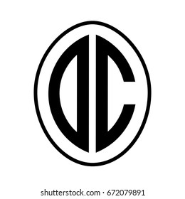 Black monogram curved oval shape initial letter dc logo vector