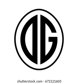 Black monogram curved oval shape initial letter dg logo vector