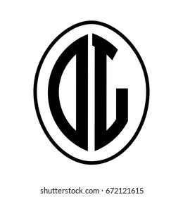Black monogram curved oval shape initial letter dl logo vector