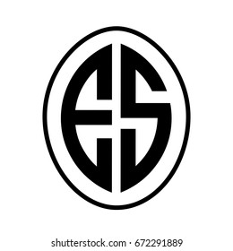 Black monogram curved oval shape initial letter es logo vector