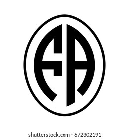 Black monogram curved oval shape initial letter fa logo vector