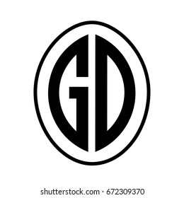 Black monogram curved oval shape initial letter gd logo vector