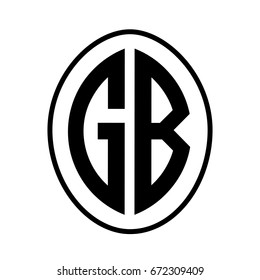 Black monogram curved oval shape initial letter gb logo vector