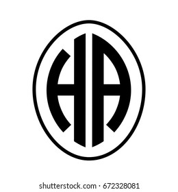 Black monogram curved oval shape initial letter halogo vector