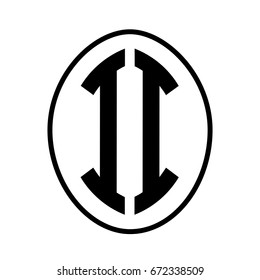 Black monogram curved oval shape initial letter ii logo vector