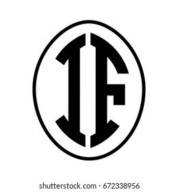 Black monogram curved oval shape initial letter if logo vector