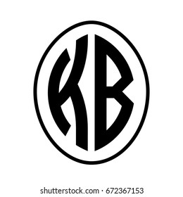 Black monogram curved oval shape initial letter kb logo vector