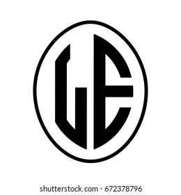 Black monogram curved oval shape initial letter le logo vector