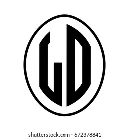 Black monogram curved oval shape initial letter lo logo vector